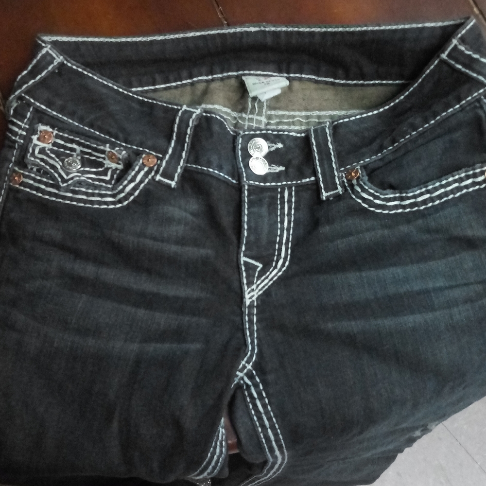 black true religion jeans white stitching size 28